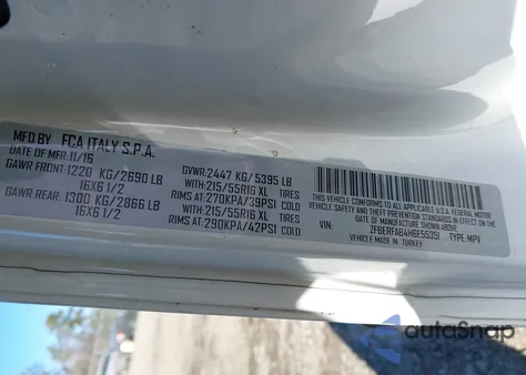 2017 Ram Promaster City Tradesman из США, поврежденный, VIN ZFBERFAB4H6E55351